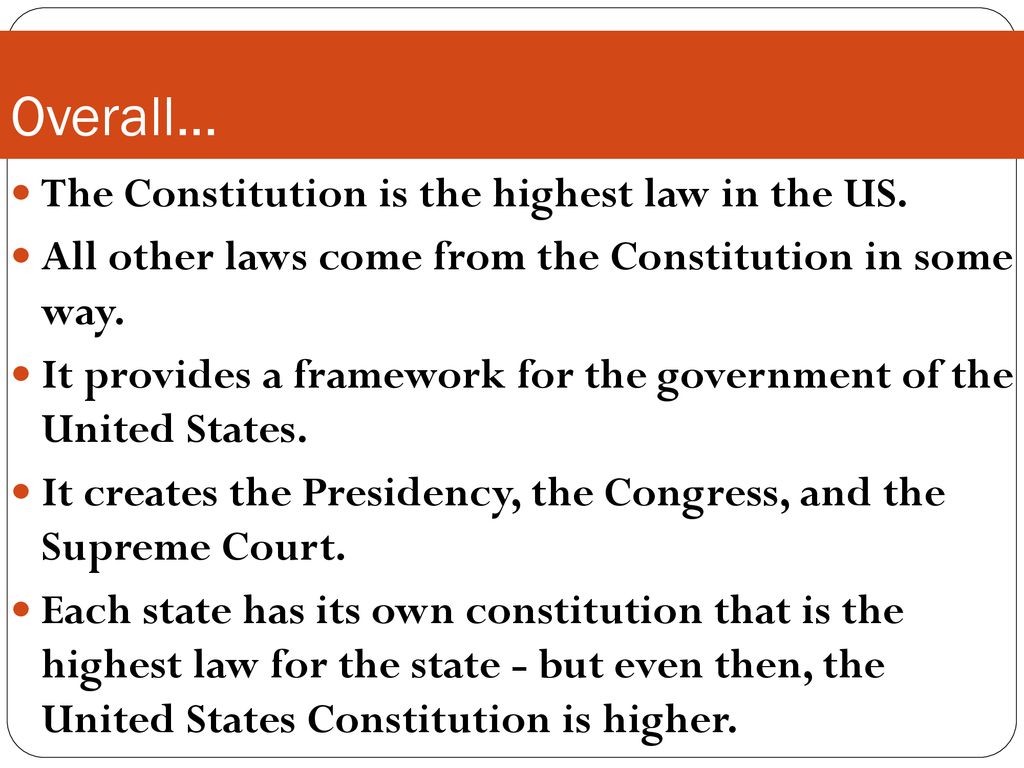 What is the highest law in the united states cheap
